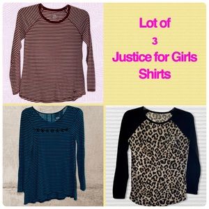 Lot of 3 Justice for Girls Sz 18 LongSleeve Shirts